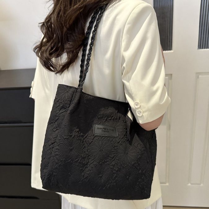 着物バッグ 麻の葉文様編み込み取っ手ショルダーバッグ