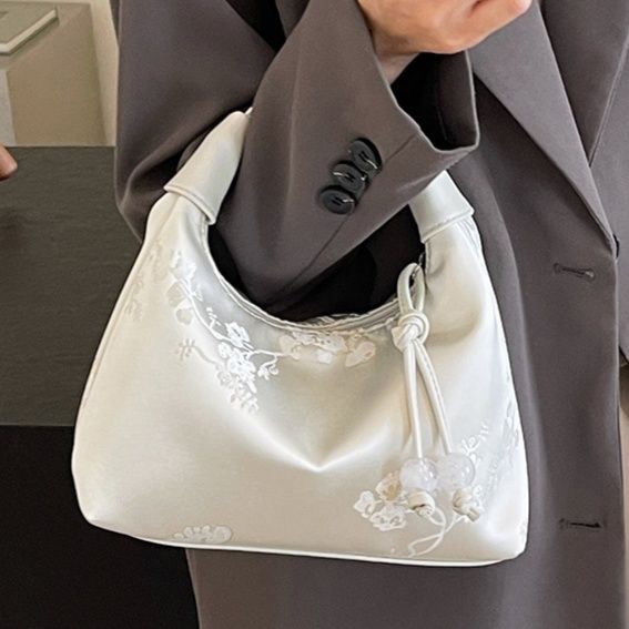 着物バッグ 花刺繍和装風ショルダーバッグ