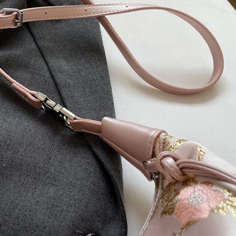 着物バッグ 花刺繍和装風ショルダーバッグ