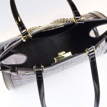 着物バッグ 艶やかクロコ型押しチェーン付ショルダーバッグ