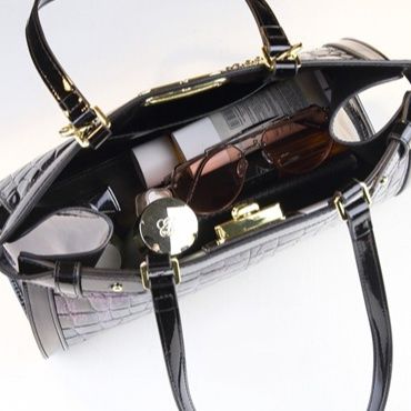 着物バッグ 艶やかクロコ型押しチェーン付ショルダーバッグ