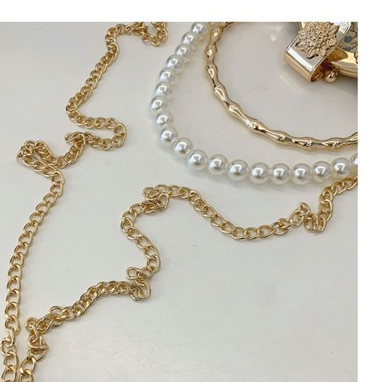 着物バッグ 花鳥刺繍がま口パール持ち手ショルダーバッグ