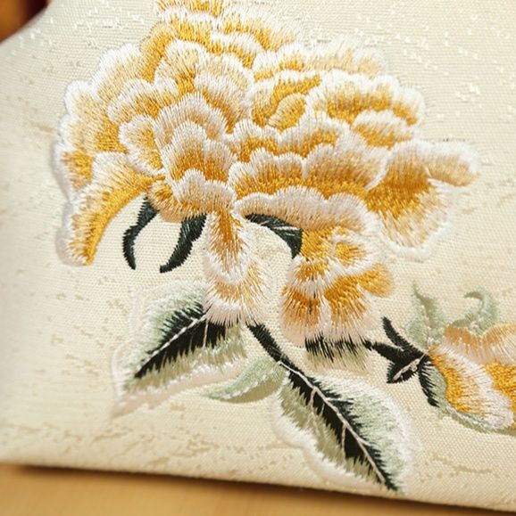 着物バッグ 牡丹刺繍がま口和装ショルダーバッグ