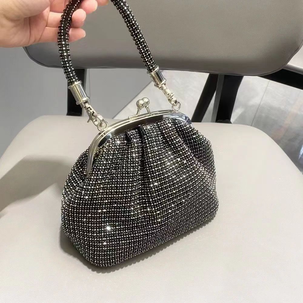 着物バッグ 煌めきビーズがま口ショルダーバッグ