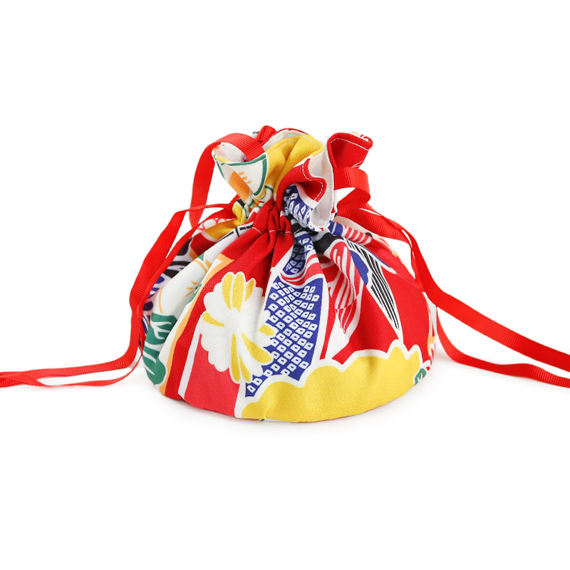 着物バッグ 和柄花模様巾着袋クラッチ信玄袋和装小物入れ