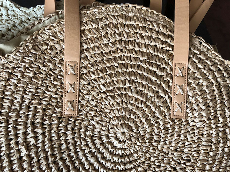 着物バッグ 草編み丸型トートバッグ 夏の季節におしゃれな籠バッグ