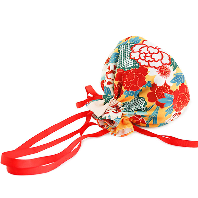 着物バッグ 和柄花模様巾着袋クラッチ信玄袋和装小物入れ