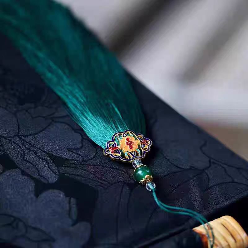 着物バッグ 竹持ち手花鳥刺繍和装トートバッグ