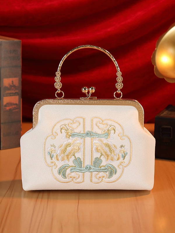 着物バッグ 華麗刺繍がま口ショルダーバッグ