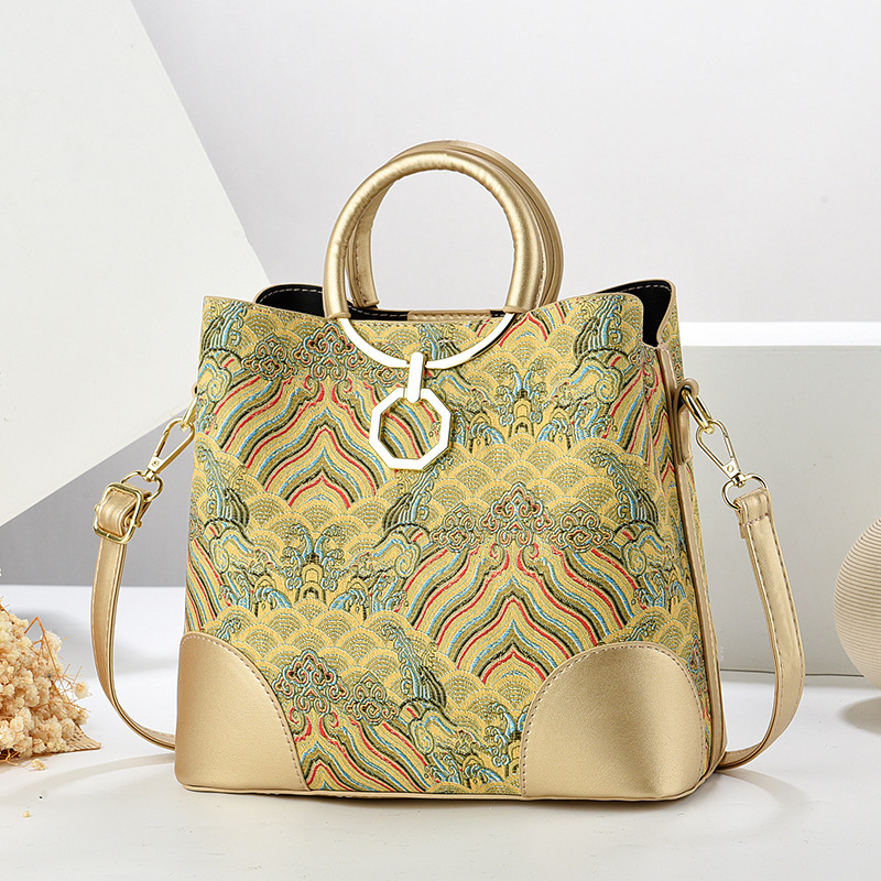 着物バッグ 和風錦織文様二通り使い鞄