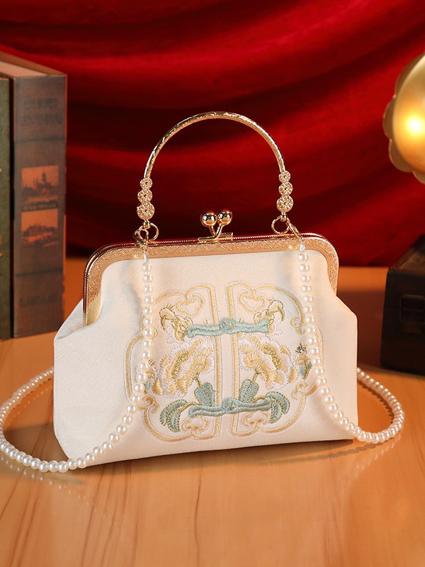 着物バッグ 華麗刺繍がま口ショルダーバッグ