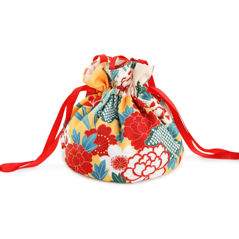 着物バッグ 和柄花模様巾着袋クラッチ信玄袋和装小物入れ