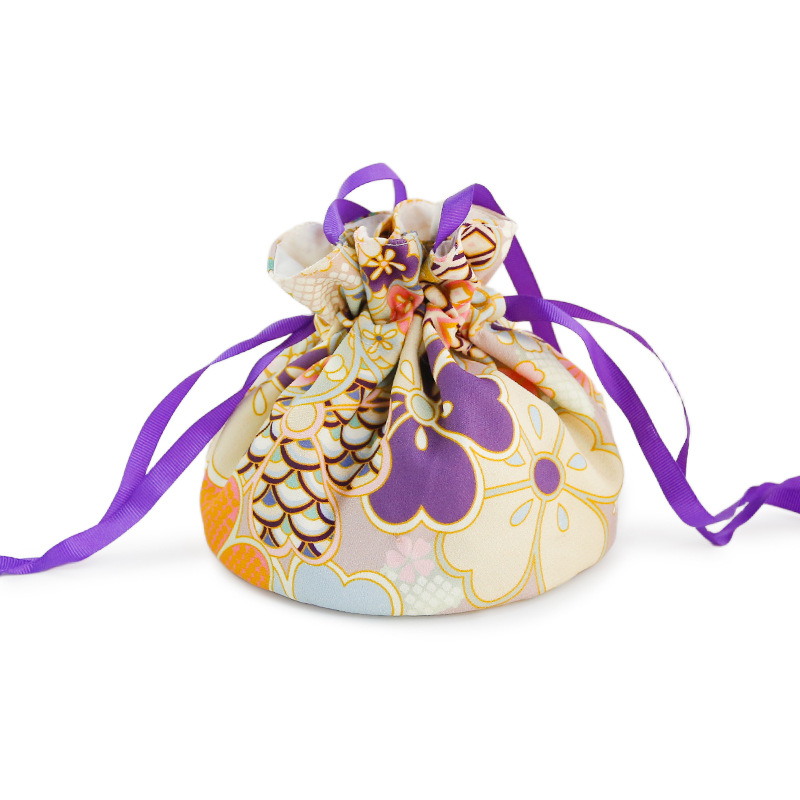 着物バッグ 和柄花模様巾着袋クラッチ信玄袋和装小物入れ