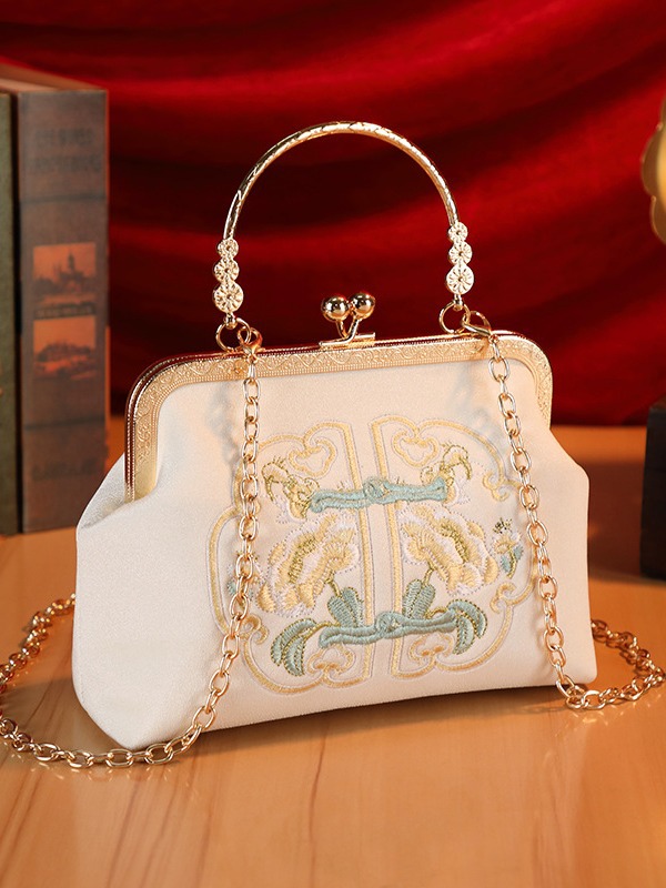 着物バッグ 華麗刺繍がま口ショルダーバッグ