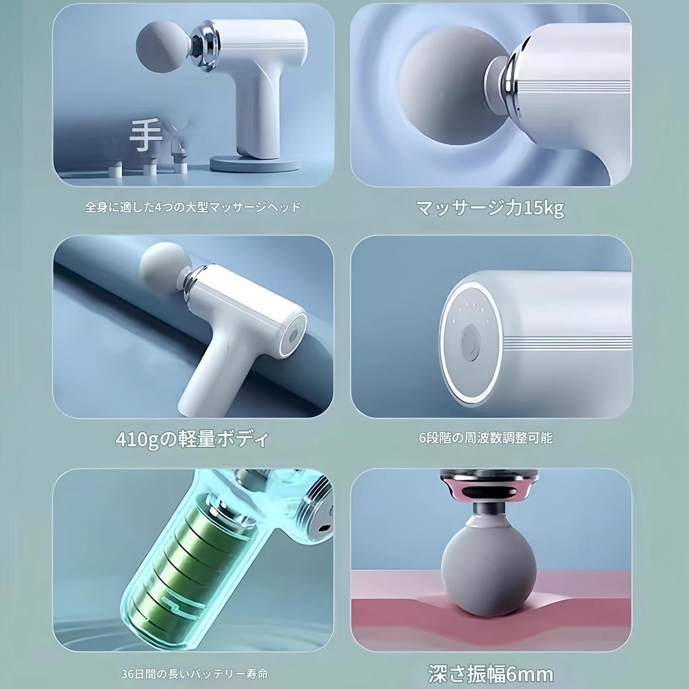 筋膜ローラー 超軽量コンパクト電動筋膜ローラー四種ヘッド付き