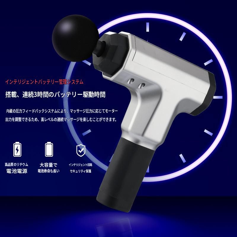 筋膜ローラー 電動筋膜ローラー ガン式マッサージ器 4種ヘッド付き