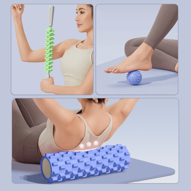 筋膜ローラー 三点式突起型筋膜ローラー長い三合一按摩套装