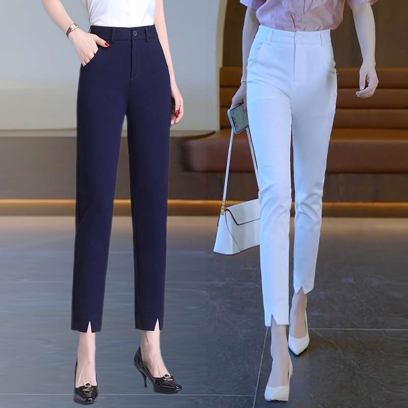 キレイめファッション  スリットデザイン ストレートパンツ