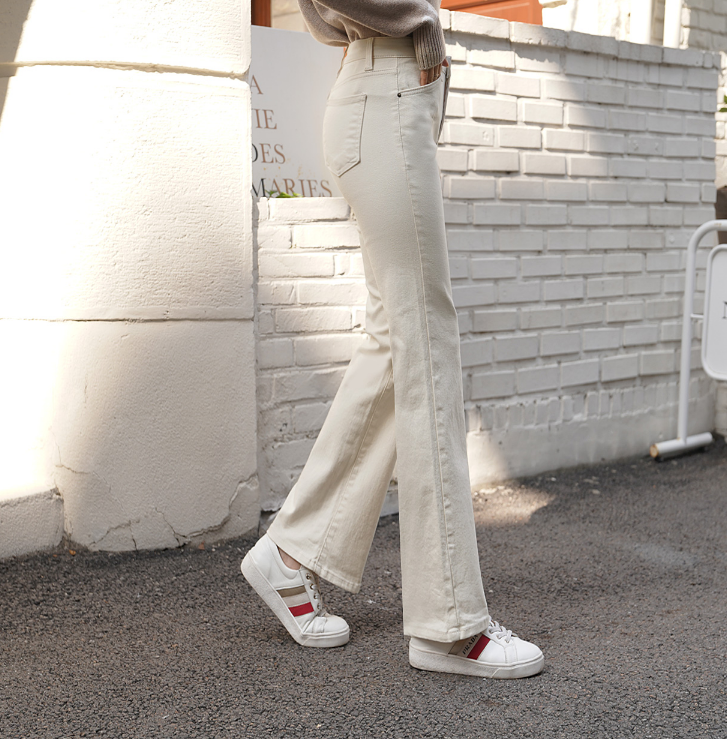 キレイめファッション  ハイウエストストレートデニムパンツ