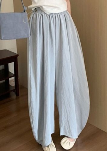 着痩せコーデ 骨格ナチュラル ゆったりワイドシルエット楽ちんロングパンツ