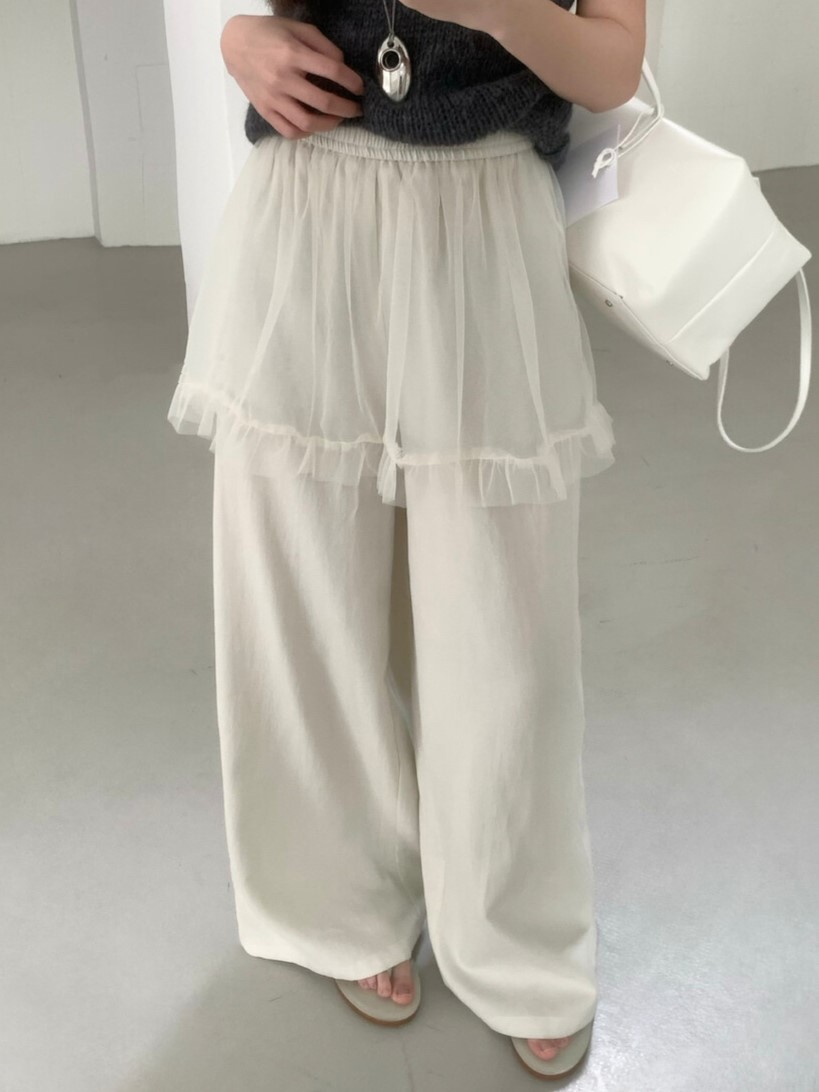 着痩せコーデ 春の新作チュールヒップカバーパンツ