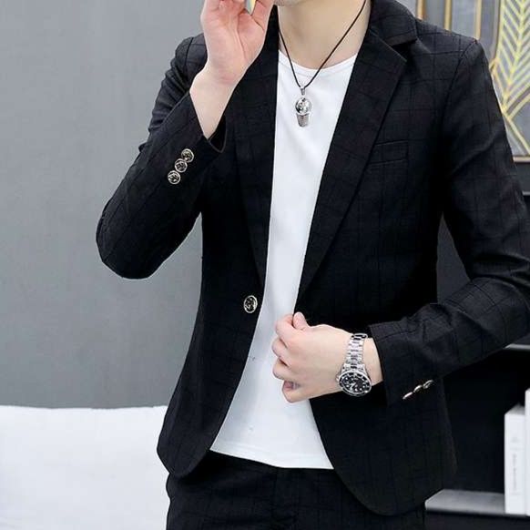 男性用格子柄フォーマルスーツ上下セット メンズ