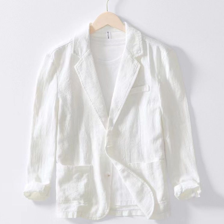 テーラード襟リネン混紡ジャケット