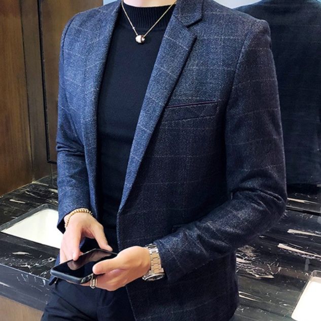 フォーマルスーツ グレンチェック柄一つ釦仕立てテーラードジャケット