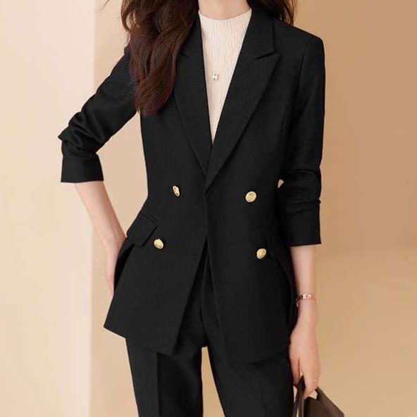 フォーマルスーツ エレガントダブルブレストレディーススーツ
