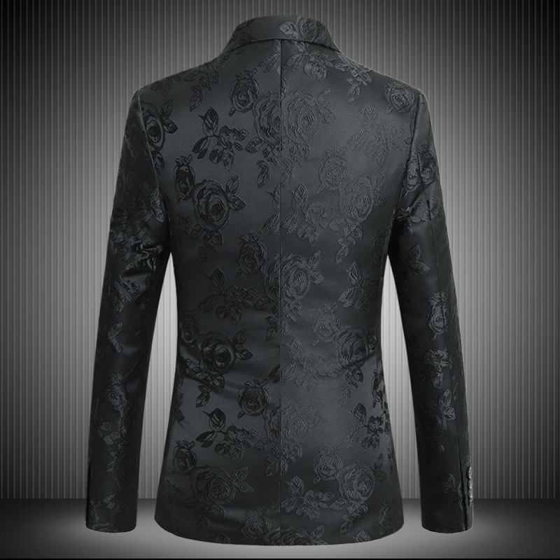 フォーマルスーツ 薔薇柄ジャガード織り一つ釦テーラードジャケット