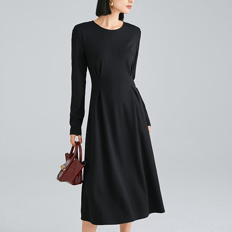 フォーマルスーツ 長袖ウエスト切替ワンピース喪服