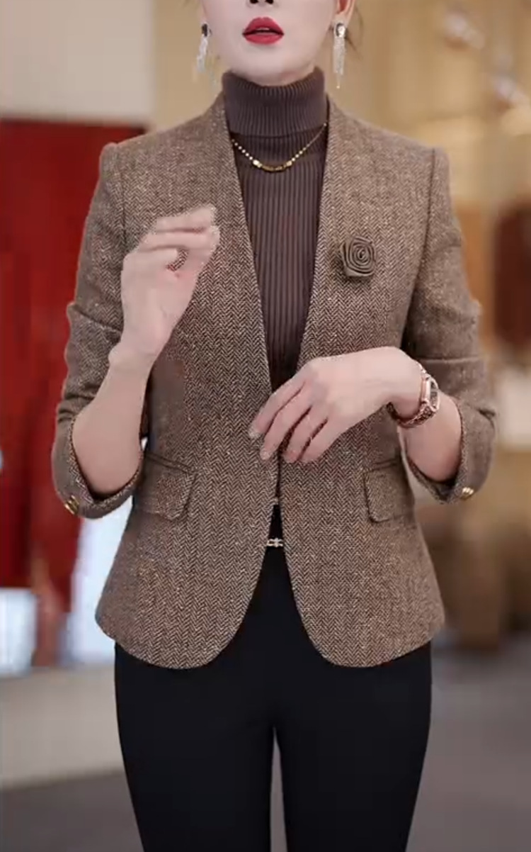 フォーマルスーツ ヘリンボーン柄テーラードジャケット一つ釦