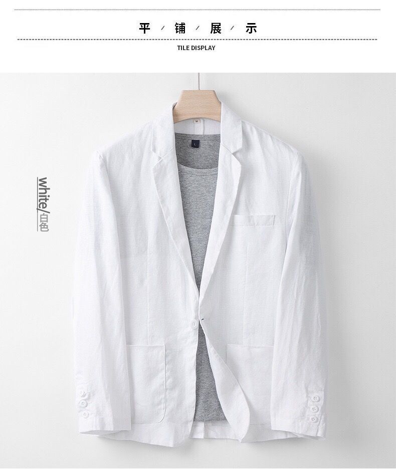 フォーマルスーツ 清涼感溢れる麻混紡一つ釦テーラードジャケット
