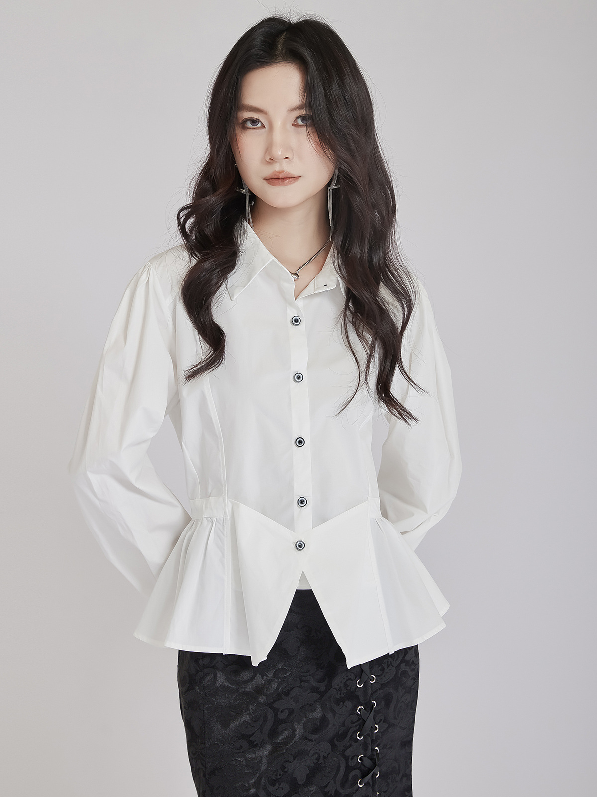 フォーマルスーツ 個性的なウエストマーク白ブラウス女性用新作