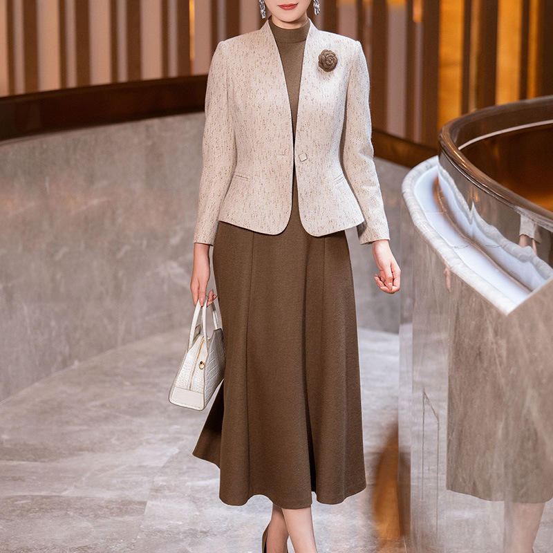 フォーマルスーツ ツイード調ジャケット×フレアスカートセットアップ