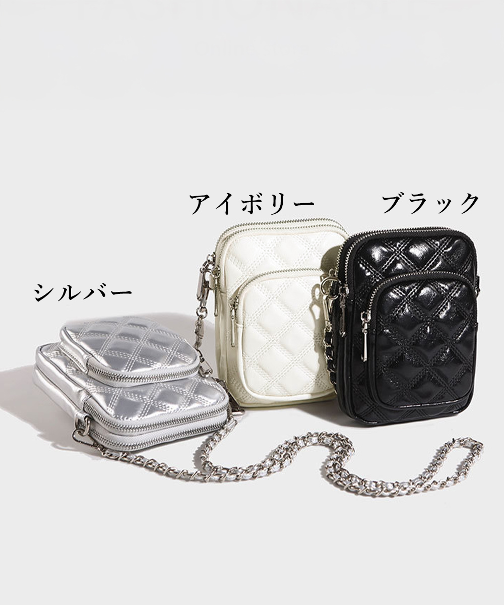キルティングバッグ ミニ チェーンバッグ 斜め掛け