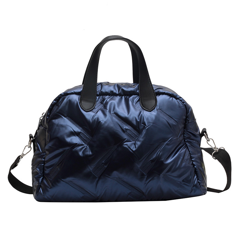 キルティングバッグ 立体編み込みデザインキルティングボストン型ショルダーバッグ