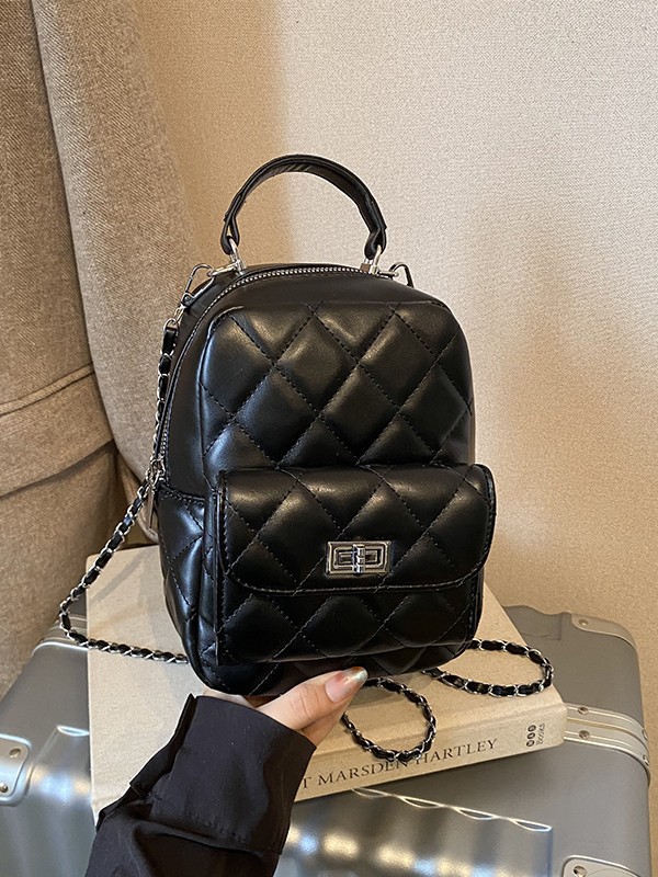 キルティングバッグ 韓国風キルティングチェーンバッグ小型リュック