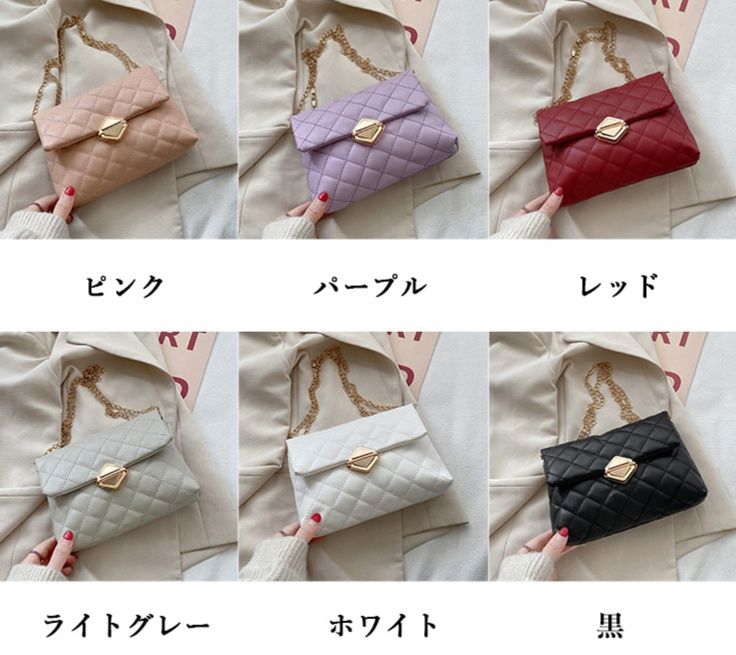 キルティングバッグ 女性用四角キルティングチェーンバッグ斜め掛け上品