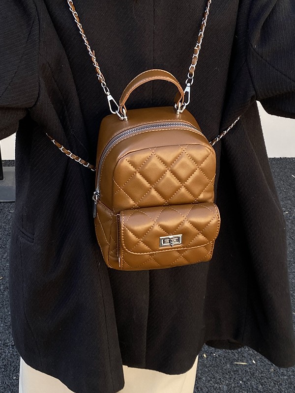 キルティングバッグ 韓国風キルティングチェーンバッグ小型リュック