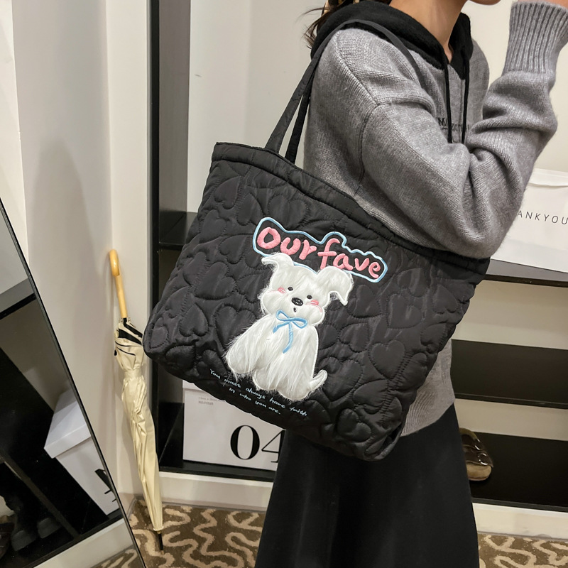 キルティングバッグ かわいい子犬キルティングトートバッグ