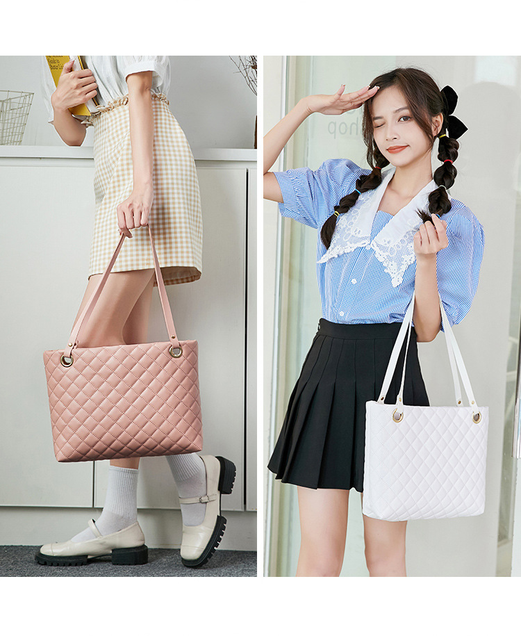 キルティングバッグ シンプル キルティング レザー トート