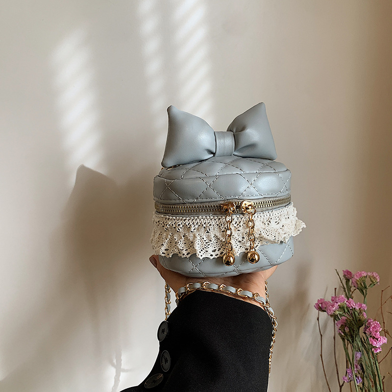 キルティングバッグ リボン付きキルティングチェーンバッグ可愛いミニショルダー