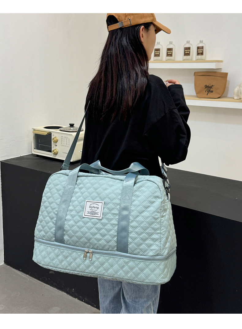 キルティングバッグ 二層式キルティングボストンバッグ大容量旅行鞄
