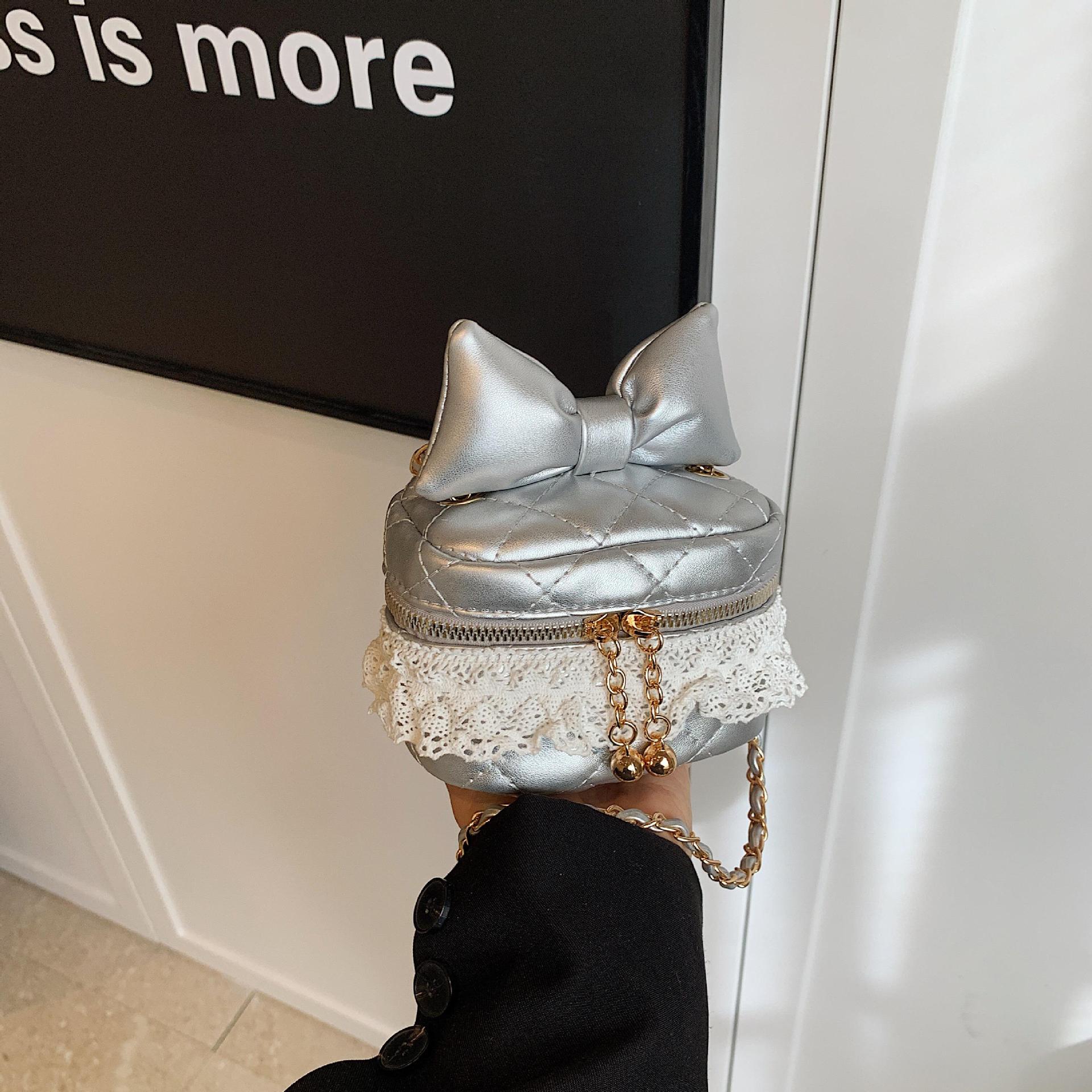 キルティングバッグ リボン付きキルティングチェーンバッグ可愛いミニショルダー