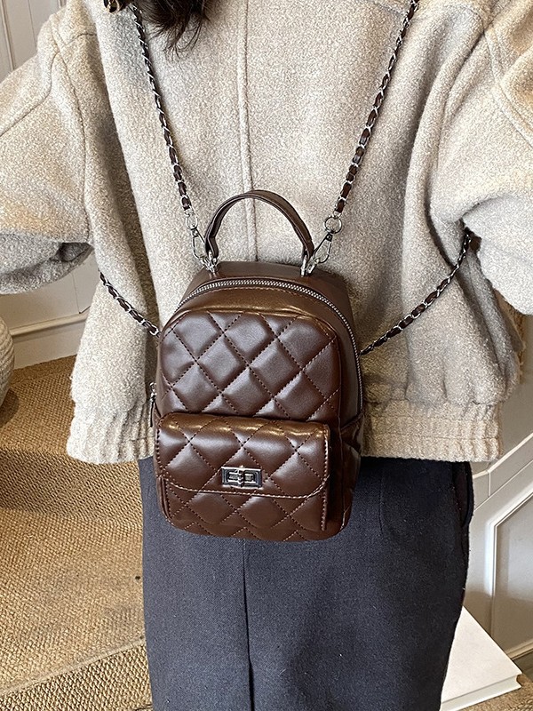 キルティングバッグ 韓国風キルティングチェーンバッグ小型リュック