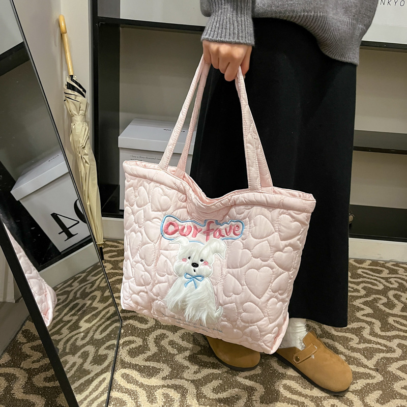 キルティングバッグ かわいい子犬キルティングトートバッグ