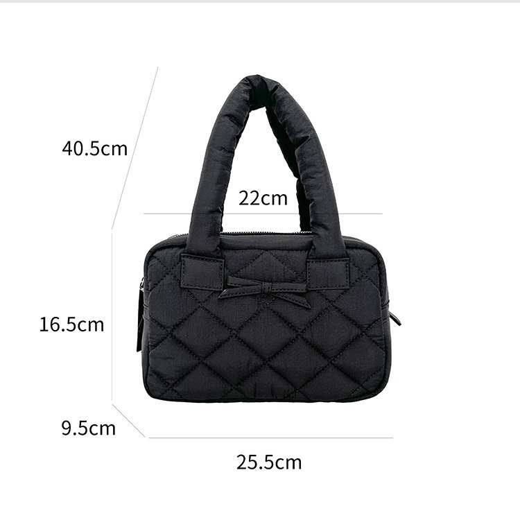 キルティングバッグ リボン付きキルティングトートバッグ 韓国風おしゃれデザイン