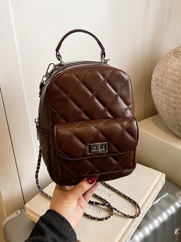 キルティングバッグ 韓国風キルティングチェーンバッグ小型リュック