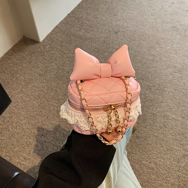 キルティングバッグ リボン付きキルティングチェーンバッグ可愛いミニショルダー